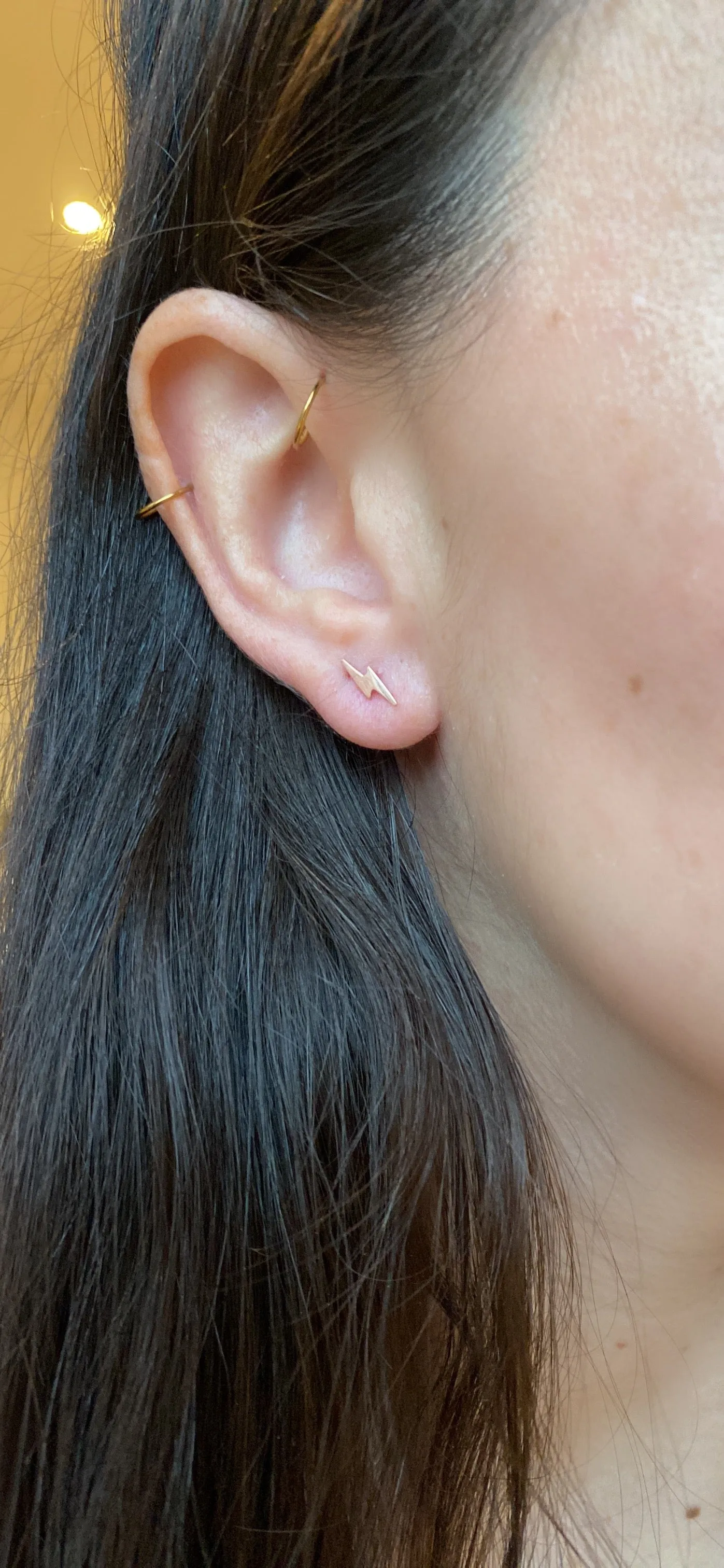 14 Karat Gold Lightning Bolt Stud Earrings