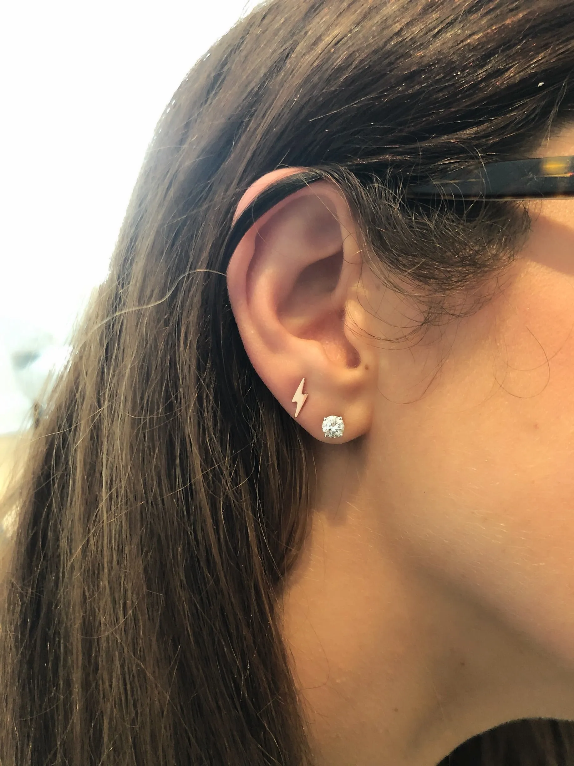 14 Karat Gold Lightning Bolt Stud Earrings