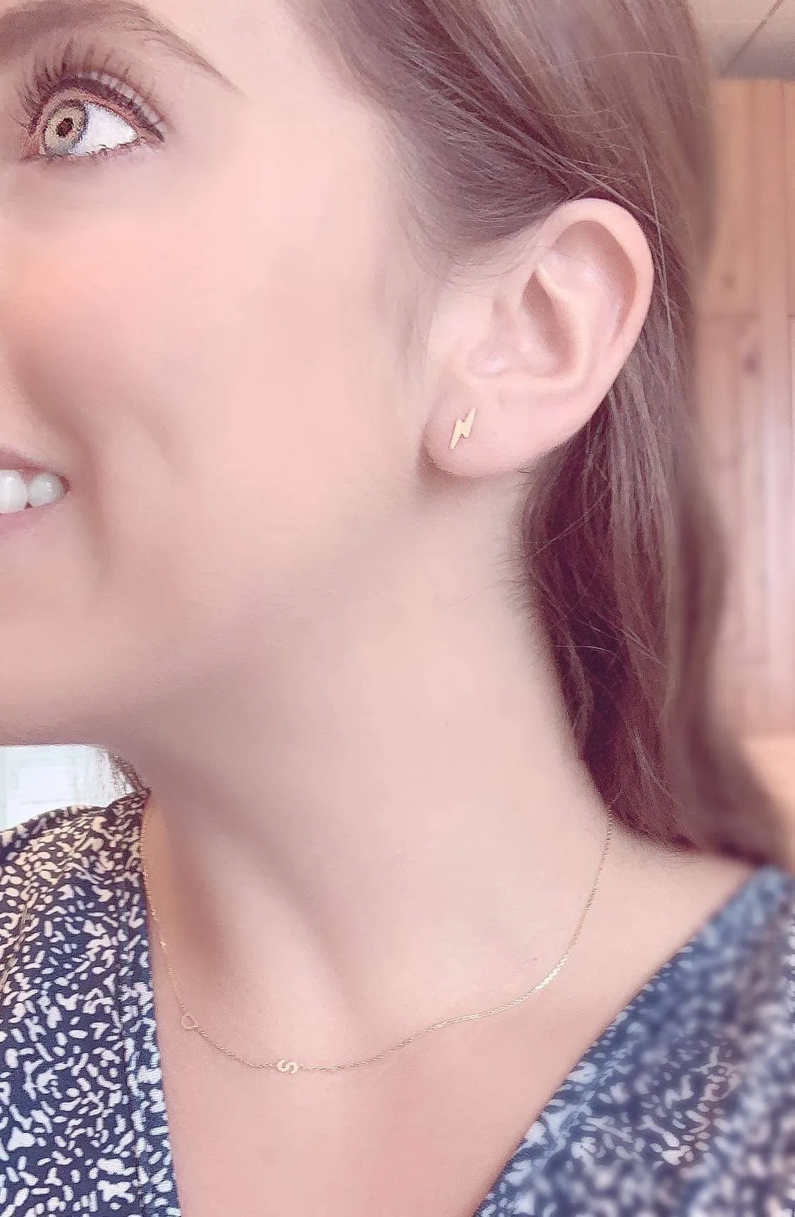 14 Karat Gold Lightning Bolt Stud Earrings