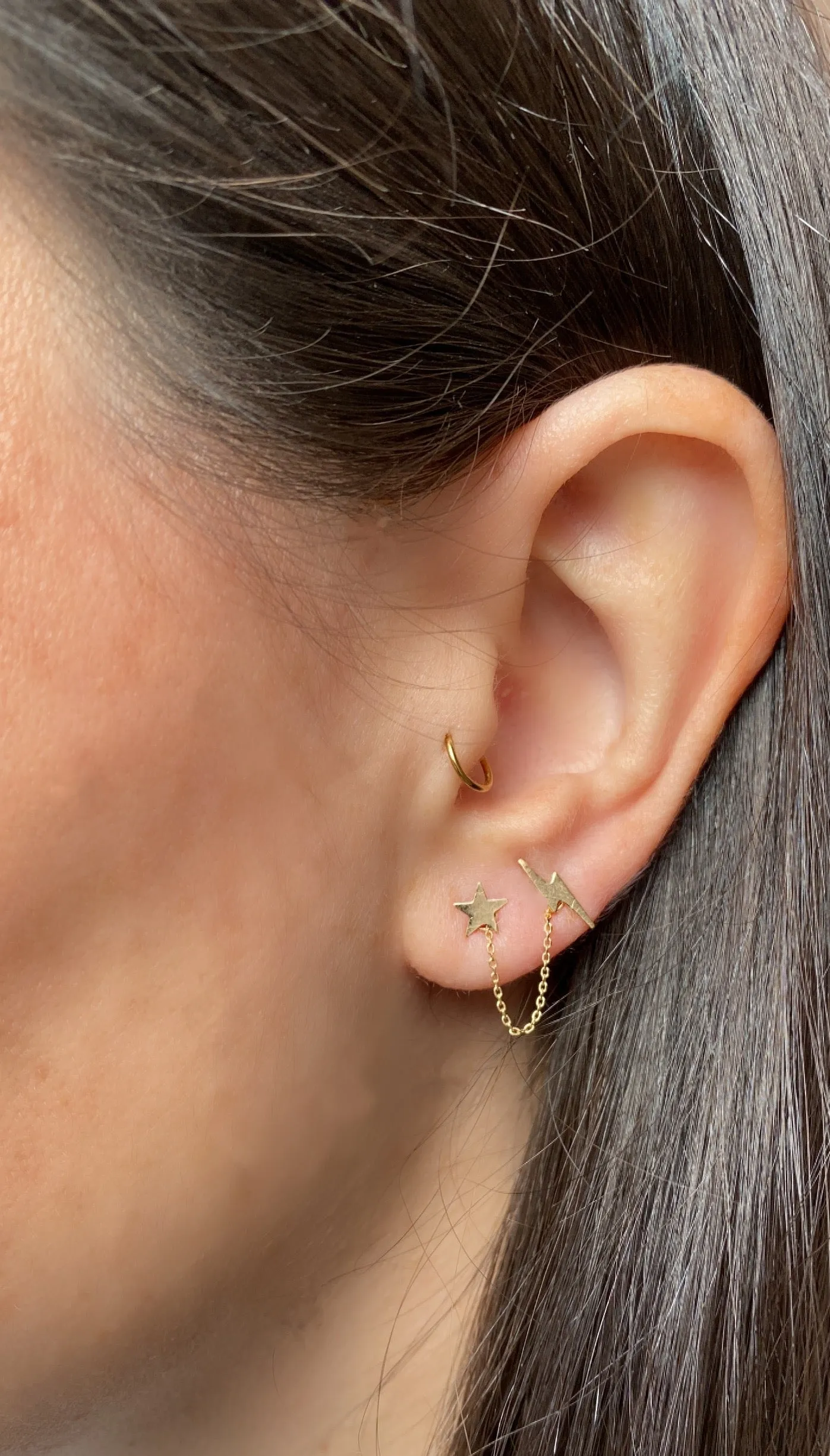 14 Karat Gold Lightning Bolt Stud Earrings