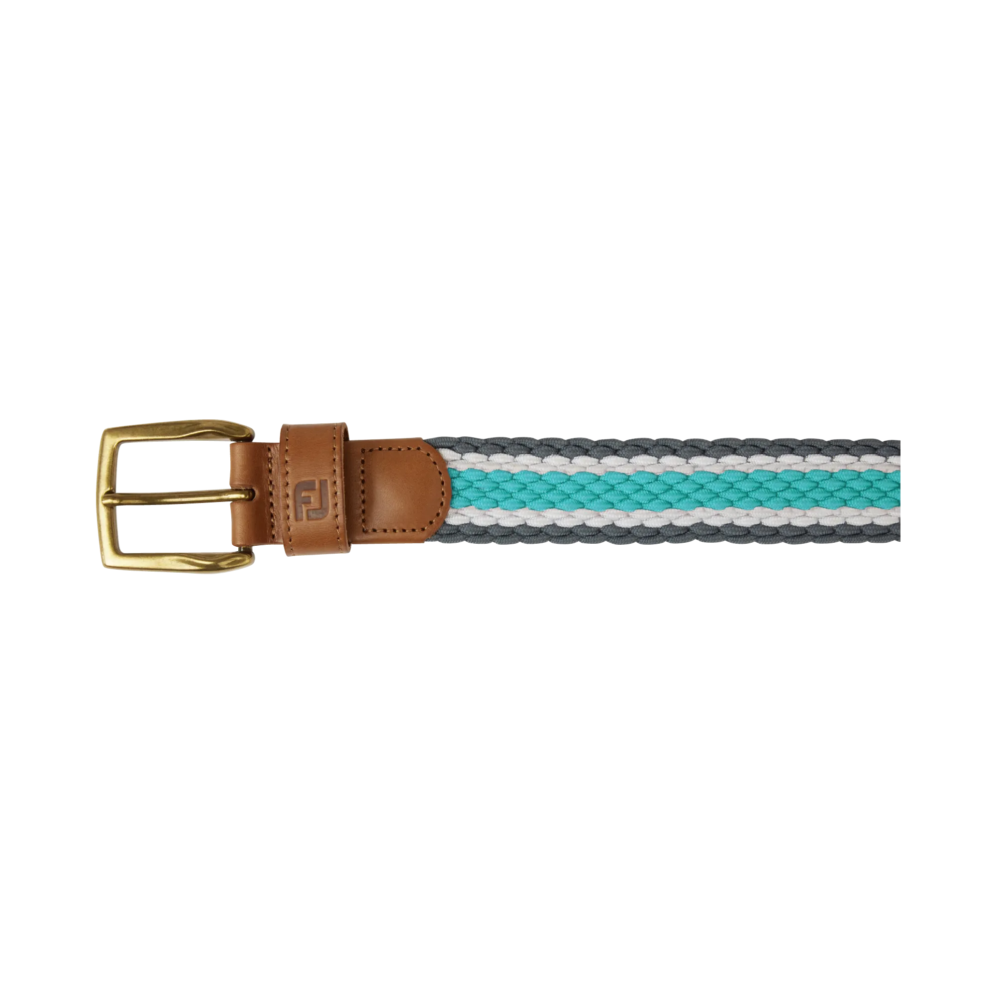 2023 FootJoy Striped Braided Belt - Lava / White / Aqua