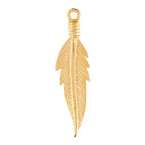 35mm Satin Gold Feather Charm