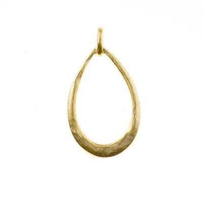 36x20mm Satin Gold Textured Teardrop Hoop