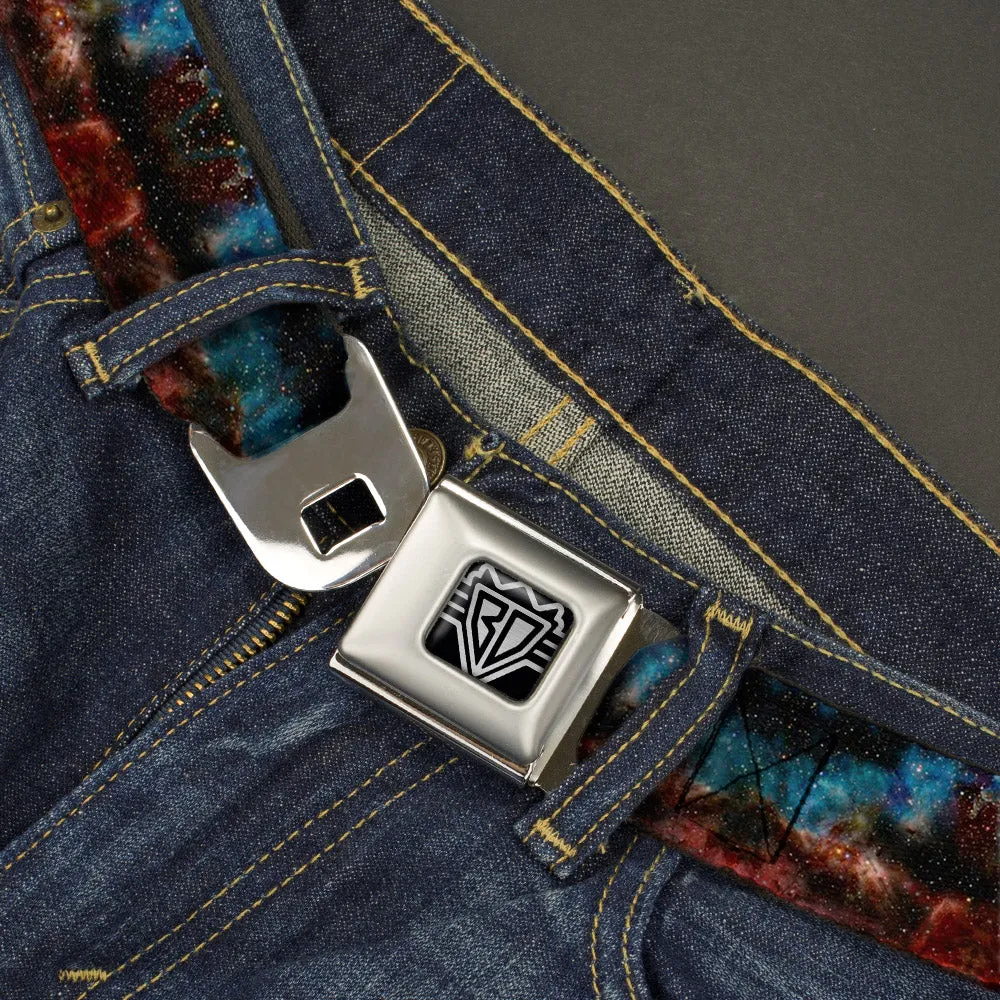 BD Wings Logo CLOSE-UP Full Color Black Silver Seatbelt Belt - Cosmic Space Webbing