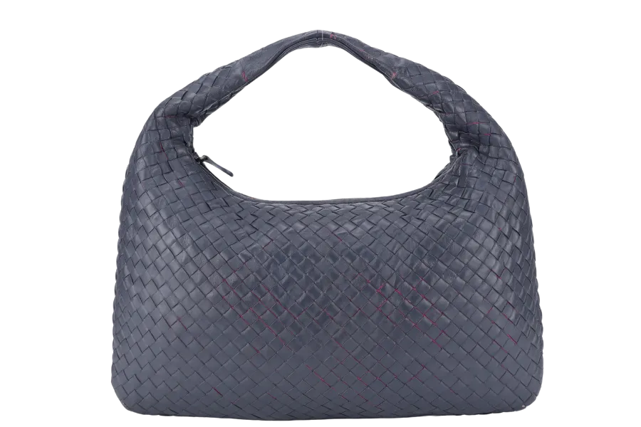 BOTTEGA VENETTA INTRECCIATO HOBO BAG GREY WITH PINK CALF LEATHER SILVER HARDWARE SILVER HARDWARE NO DUST COVER
