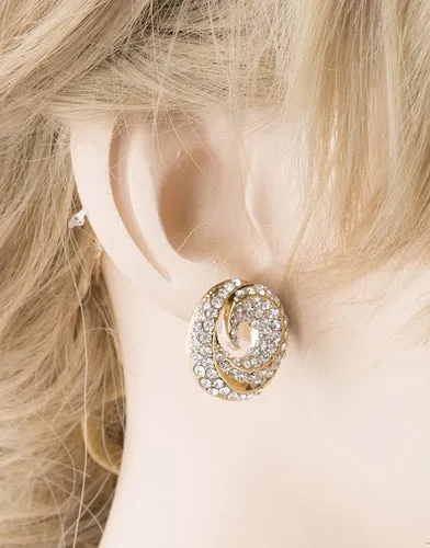 Bridal Wedding Jewelry Crystal Rhinestone Simple Classy Earrings E979 Gold