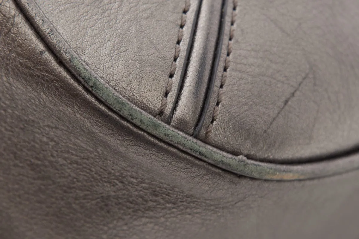Burberry Silver Fairby Hobo Shimmer Nova Check Canvas Leather Trim Hobo