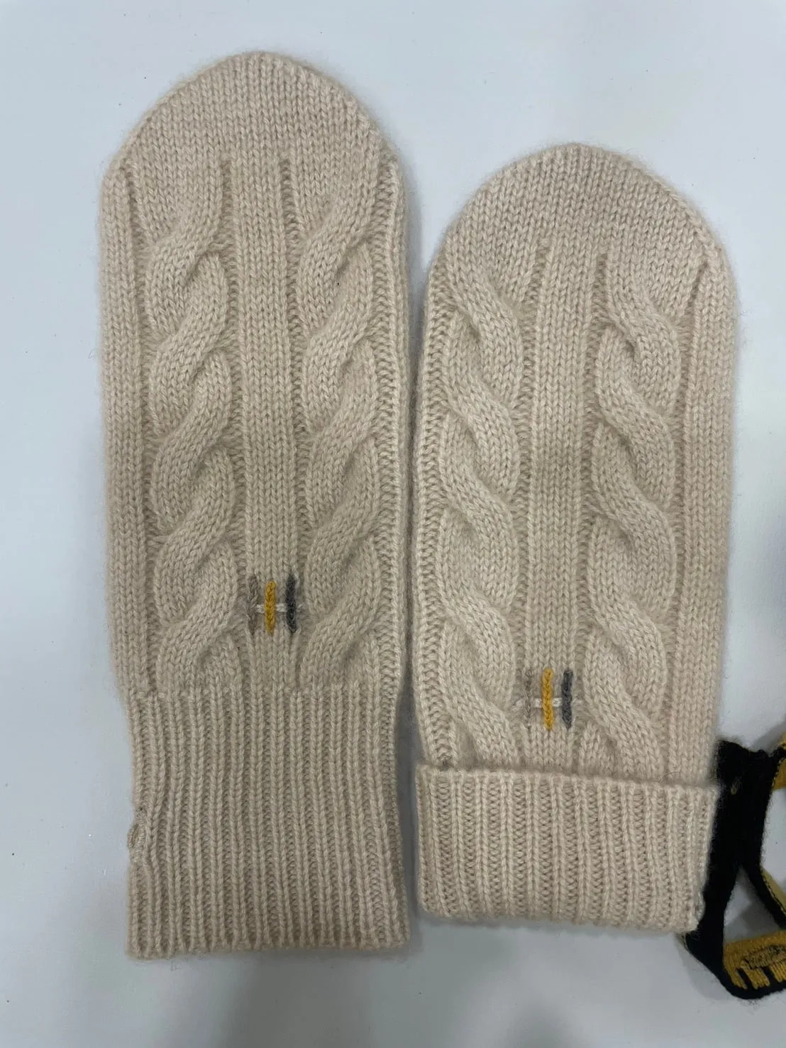 Cable Knit Cashmere Gloves with Adjustable Strap