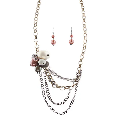 Camouflage Design Chain Layered Necklace Earring Set
