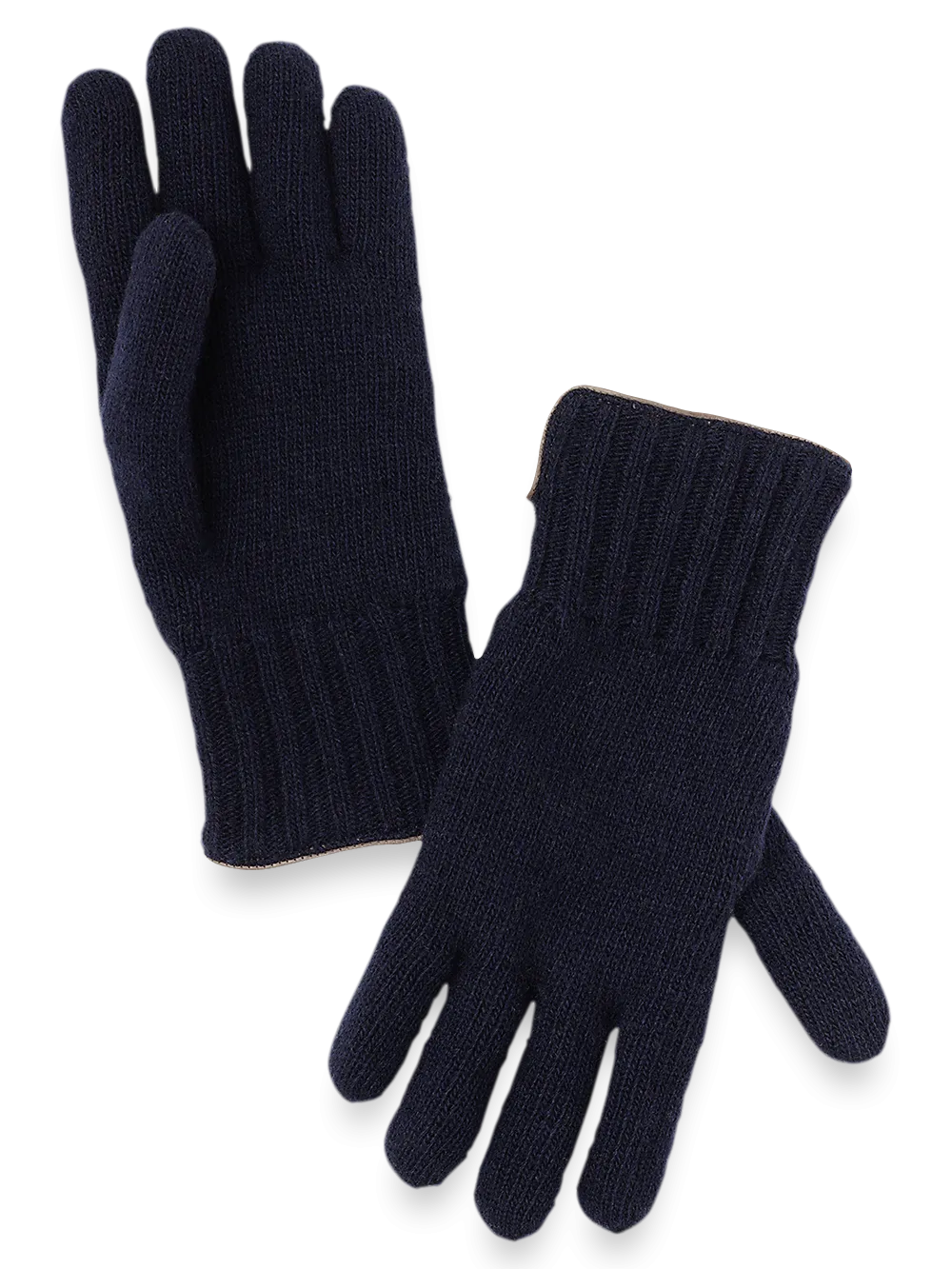 Cashmere Lined Knit Gloves - Blue