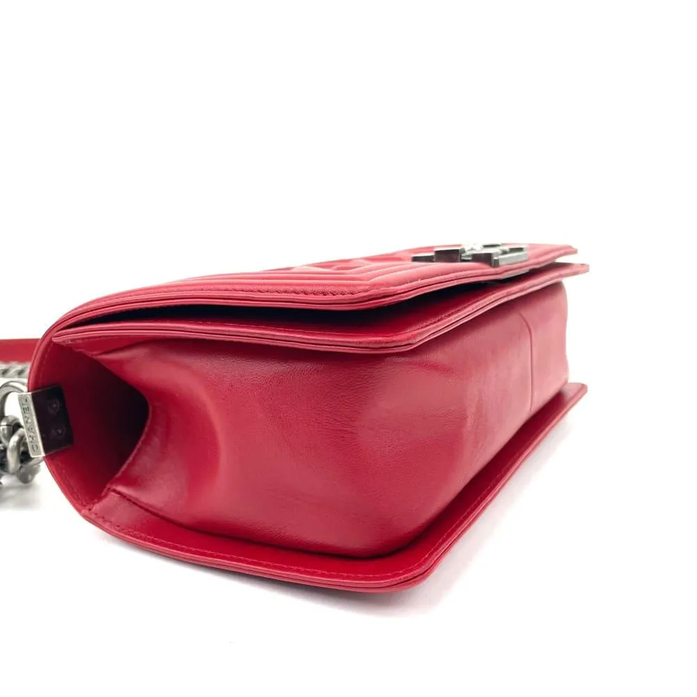 CHANEL 2012-2013 Quilted Embossed Medium Boy Bag - Red - OUTLET ITEM FINAL SALE
