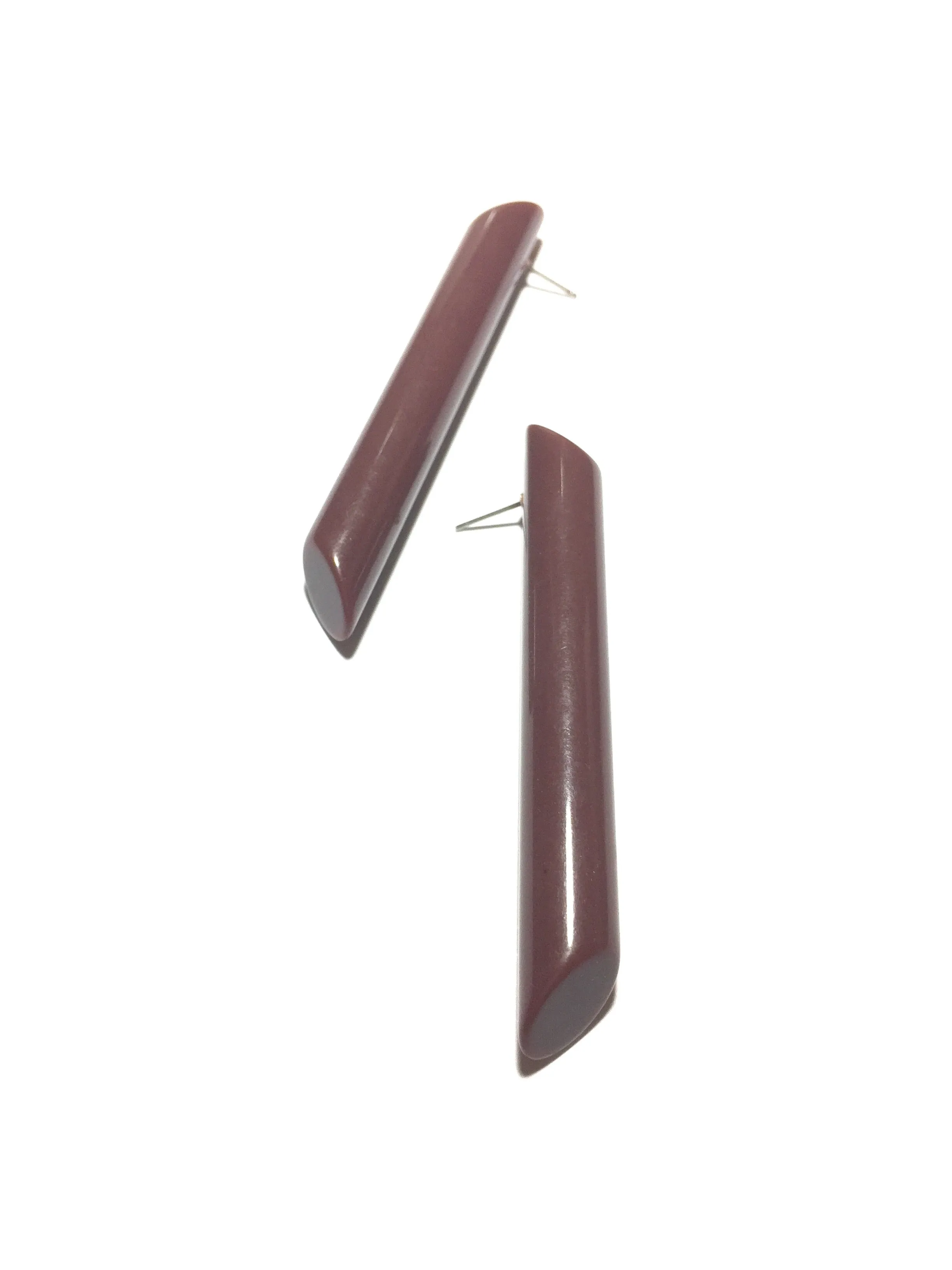 Chocolate Brown Couture Medium Stick Stud Earrings
