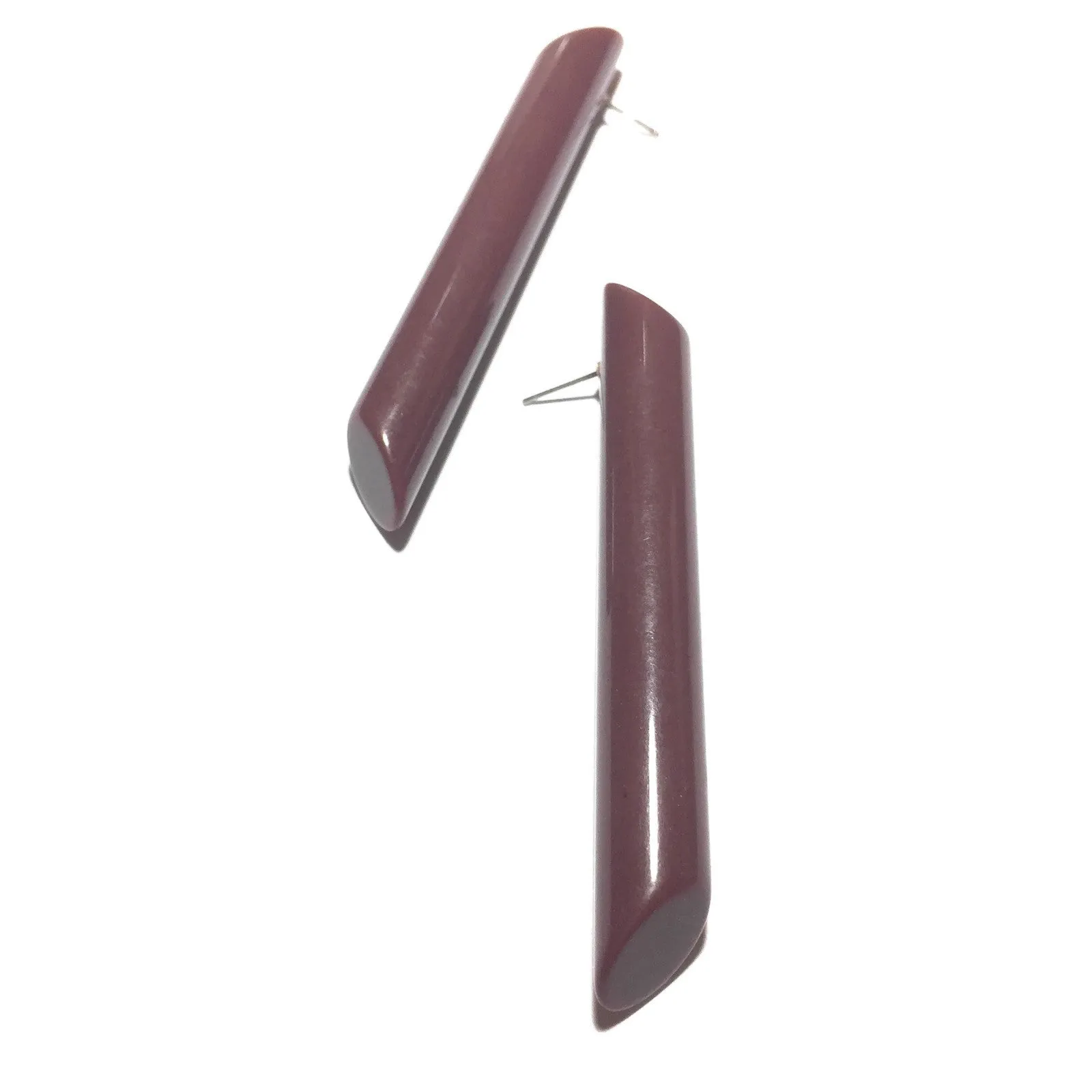 Chocolate Brown Couture Medium Stick Stud Earrings