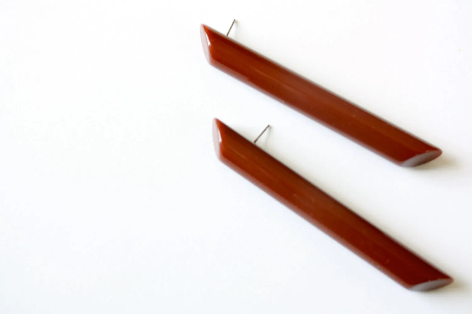 Chocolate Brown Couture Medium Stick Stud Earrings