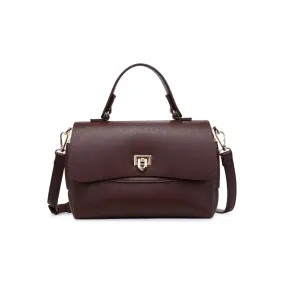 CHOCOLATE PEBBLED VEGAN LEATHER CROSSBODY