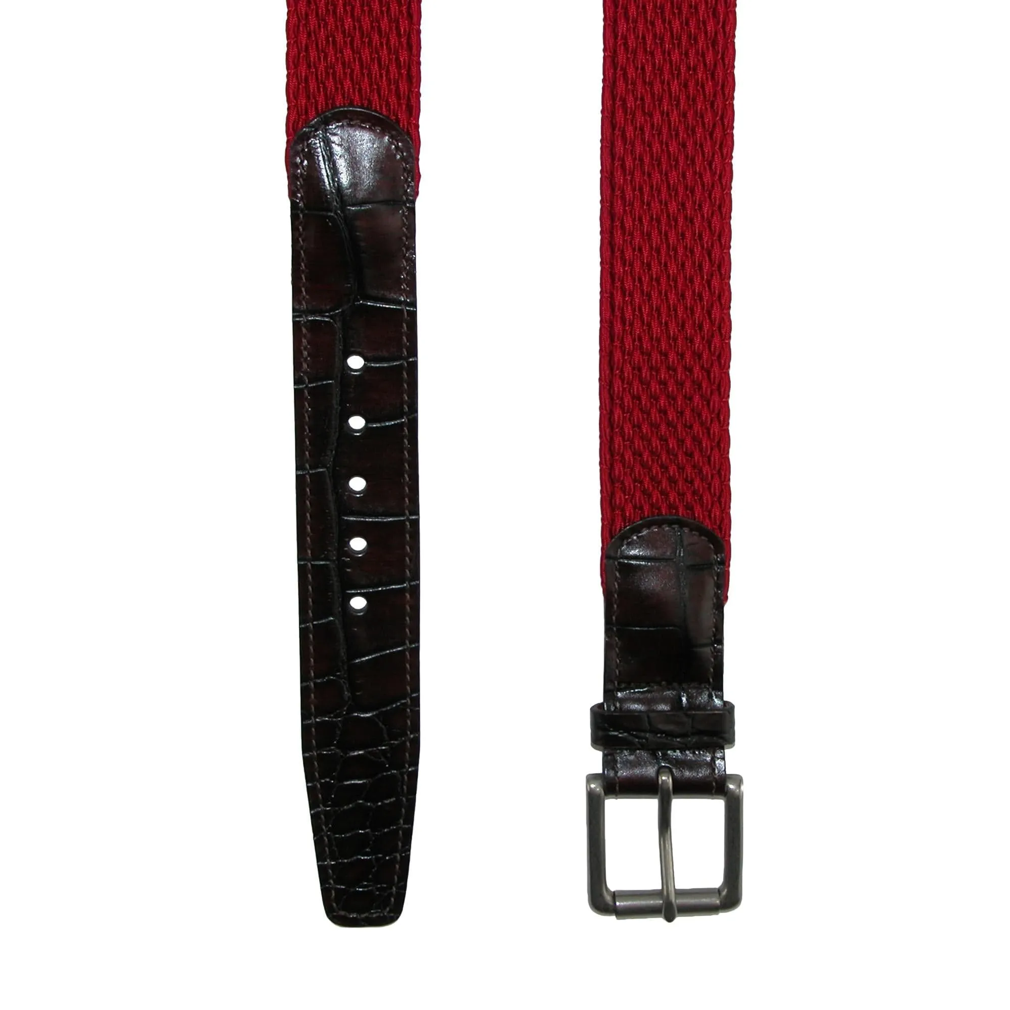 CrookhornDavis Men's Hampton Stretch Belt with Croc Print Tabs
