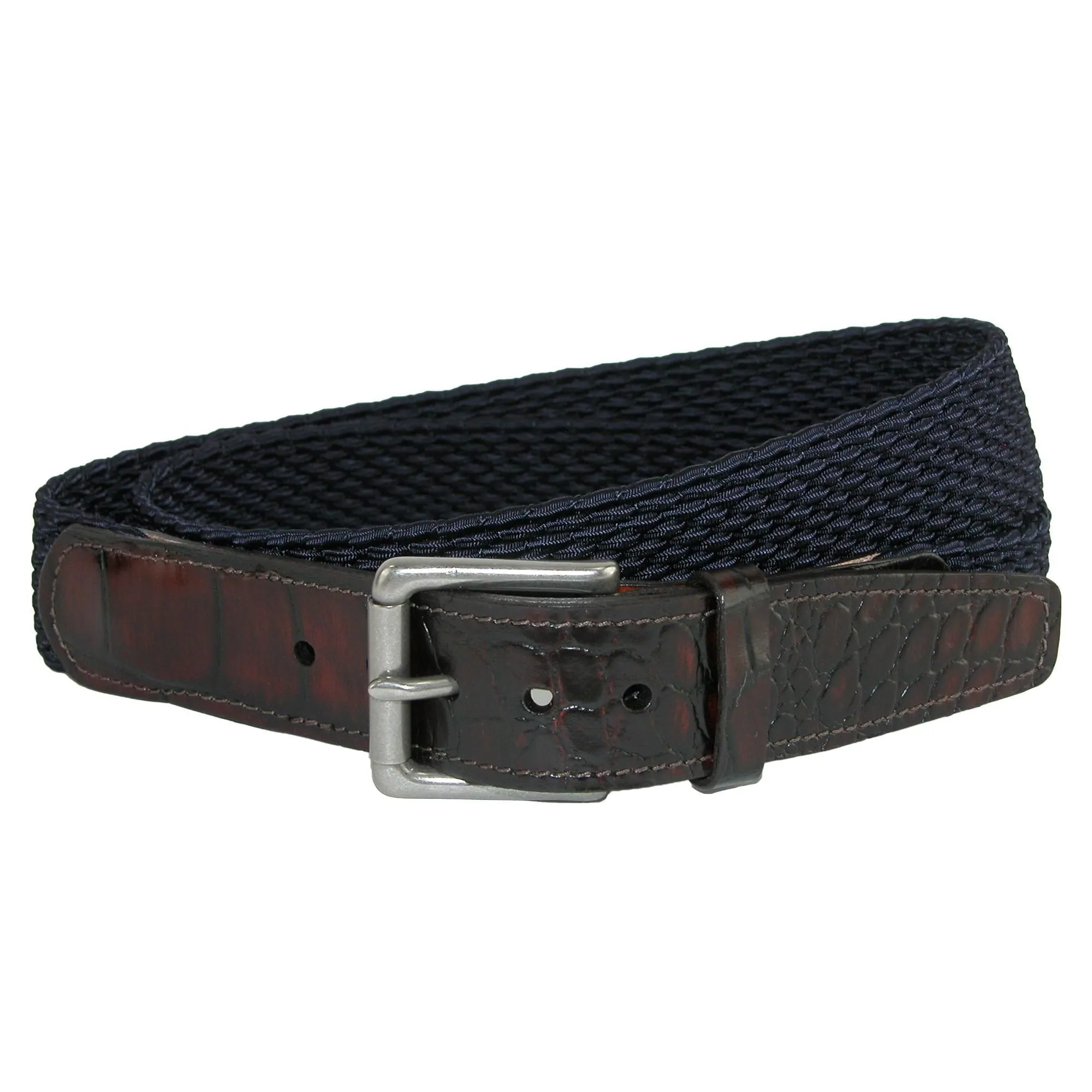 CrookhornDavis Men's Hampton Stretch Belt with Croc Print Tabs