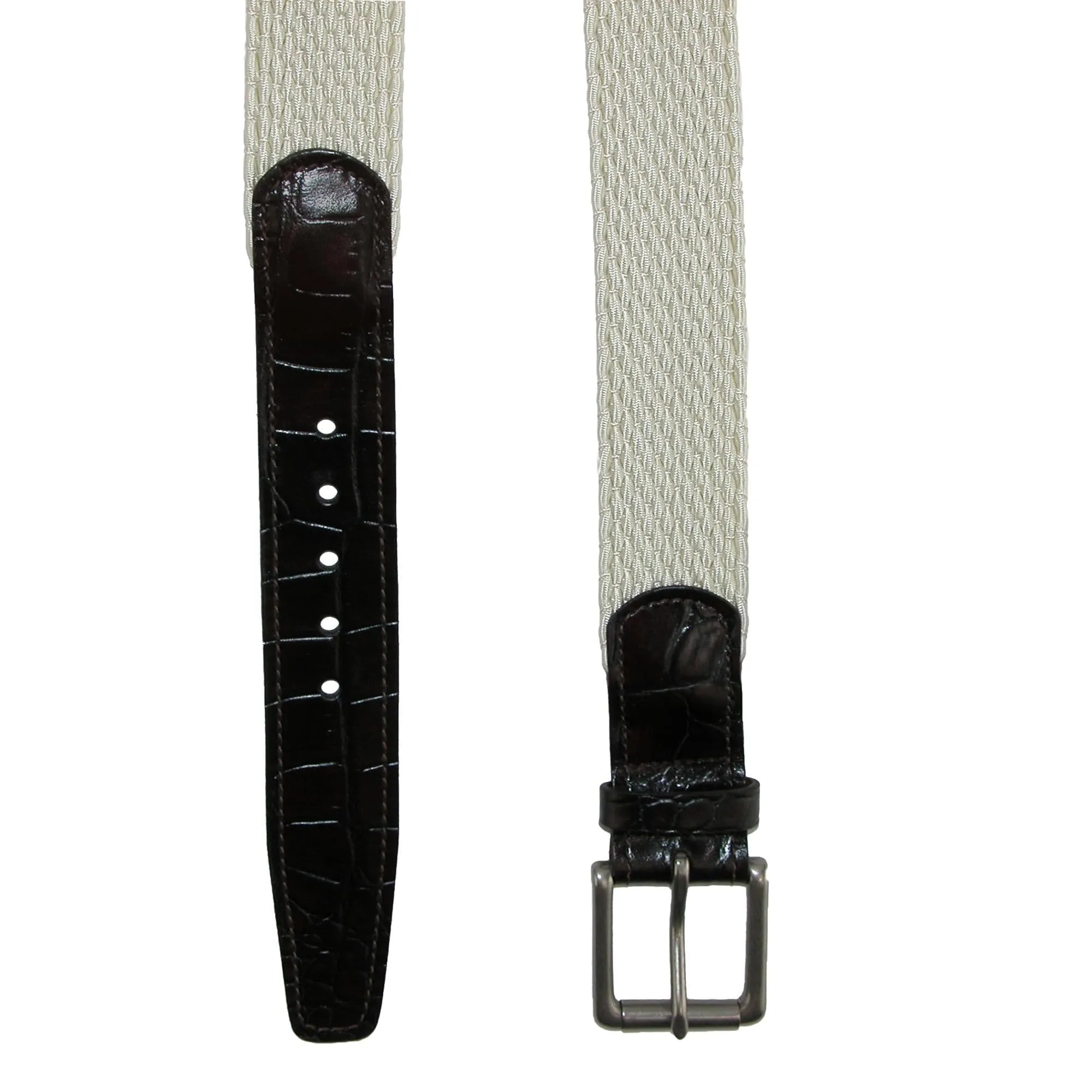 CrookhornDavis Men's Hampton Stretch Belt with Croc Print Tabs