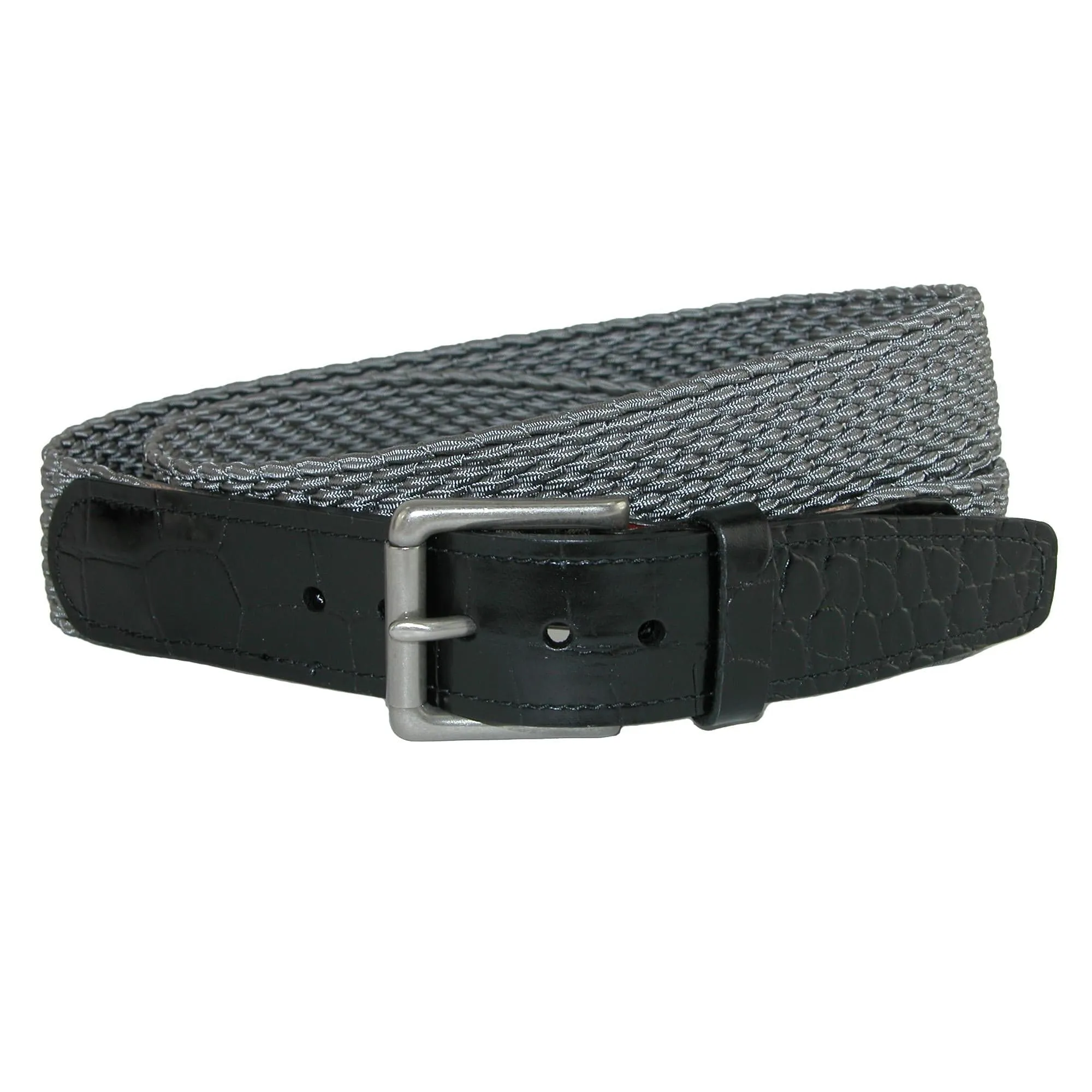 CrookhornDavis Men's Hampton Stretch Belt with Croc Print Tabs