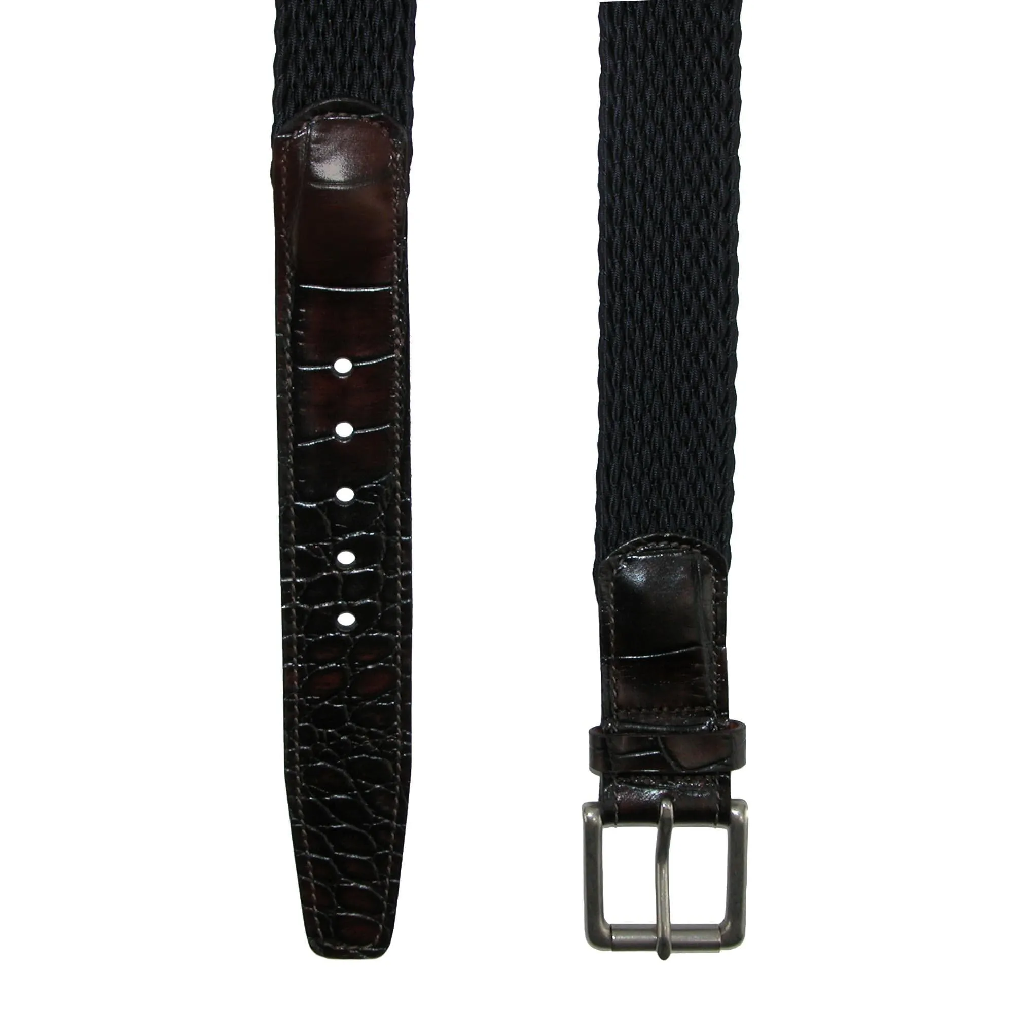 CrookhornDavis Men's Hampton Stretch Belt with Croc Print Tabs