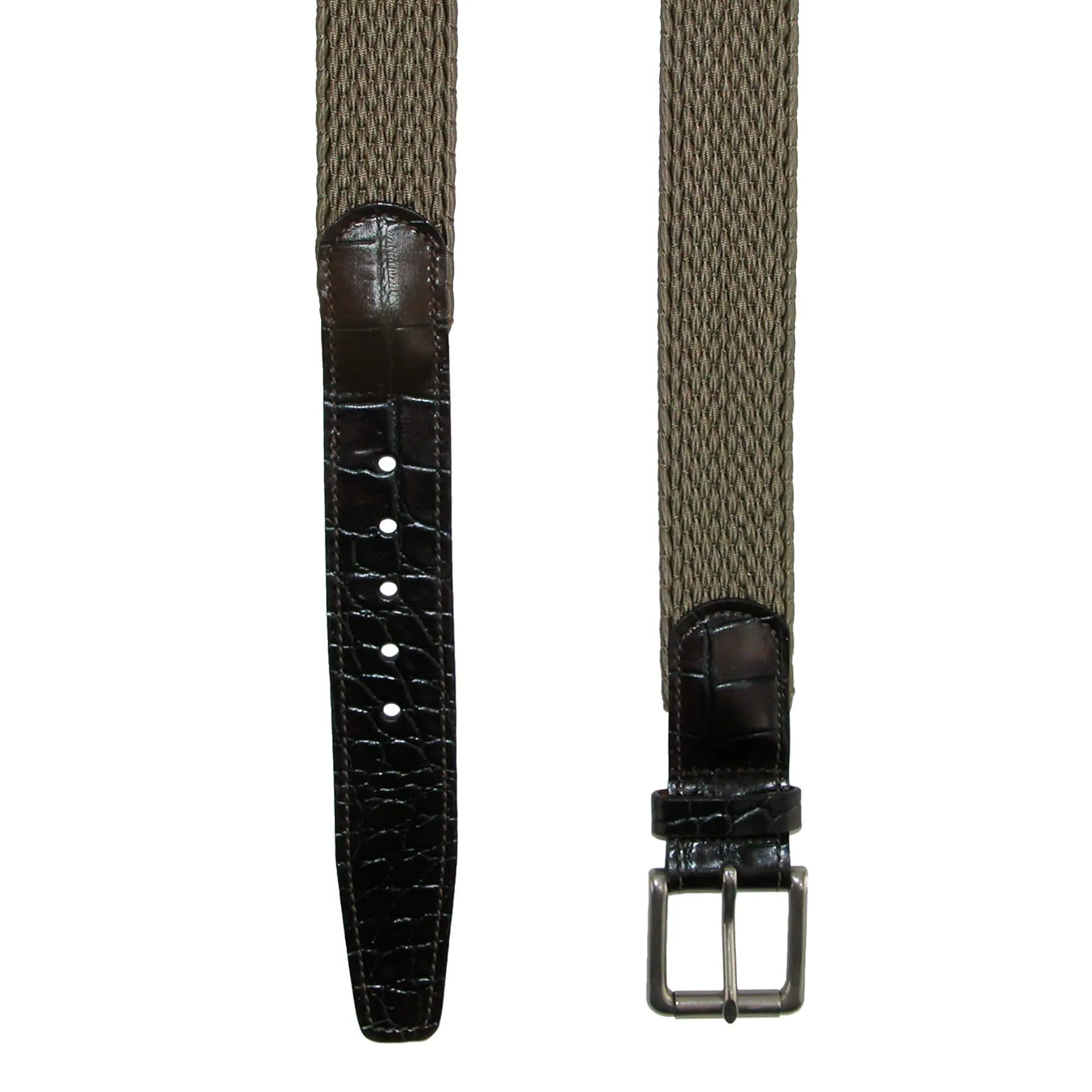 CrookhornDavis Men's Hampton Stretch Belt with Croc Print Tabs