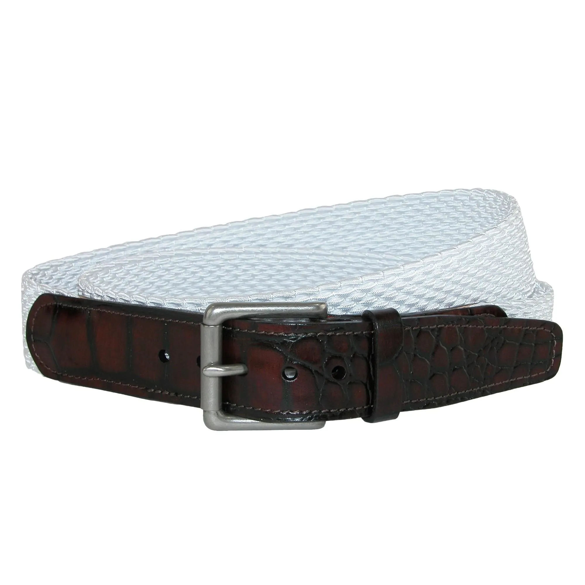 CrookhornDavis Men's Hampton Stretch Belt with Croc Print Tabs