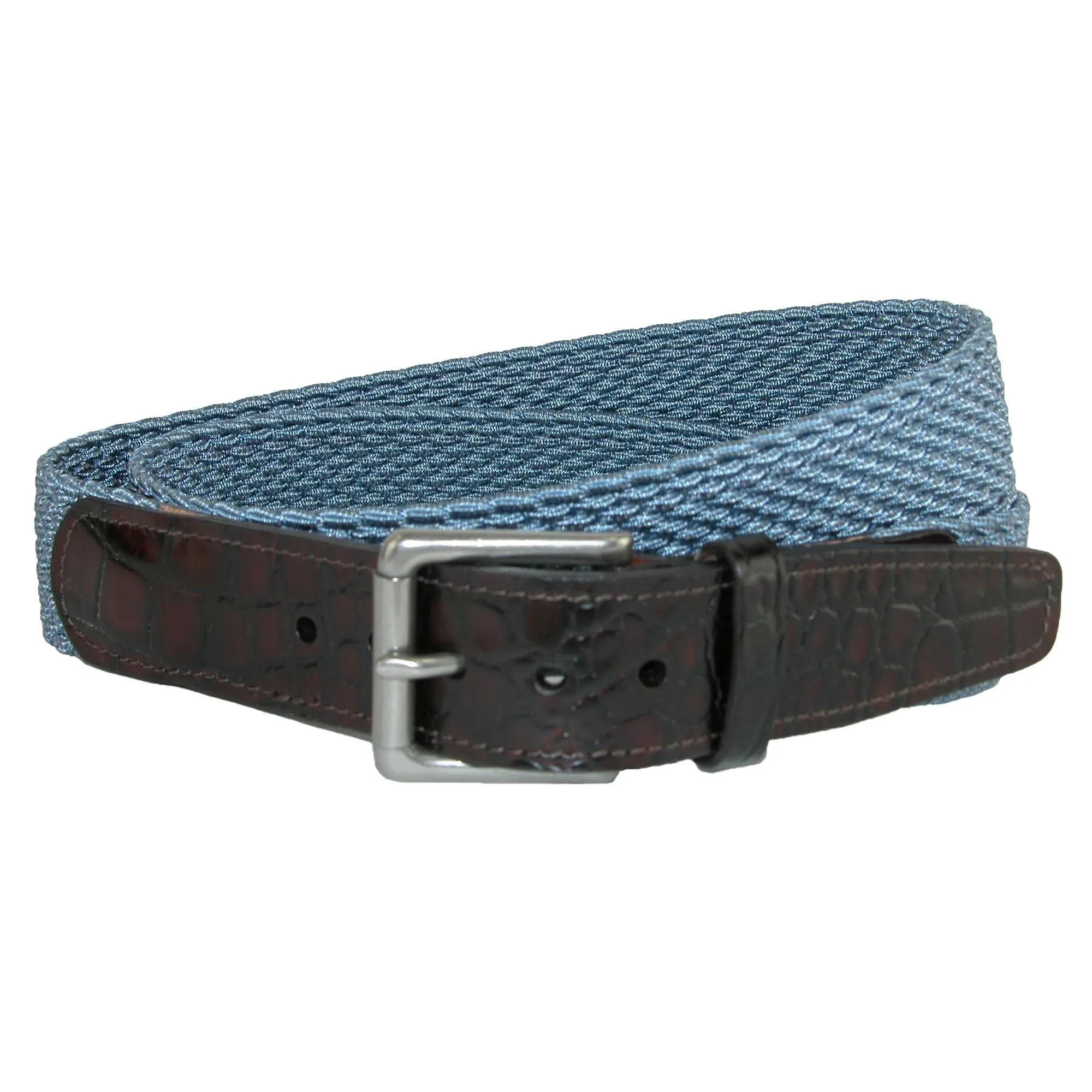 CrookhornDavis Men's Hampton Stretch Belt with Croc Print Tabs