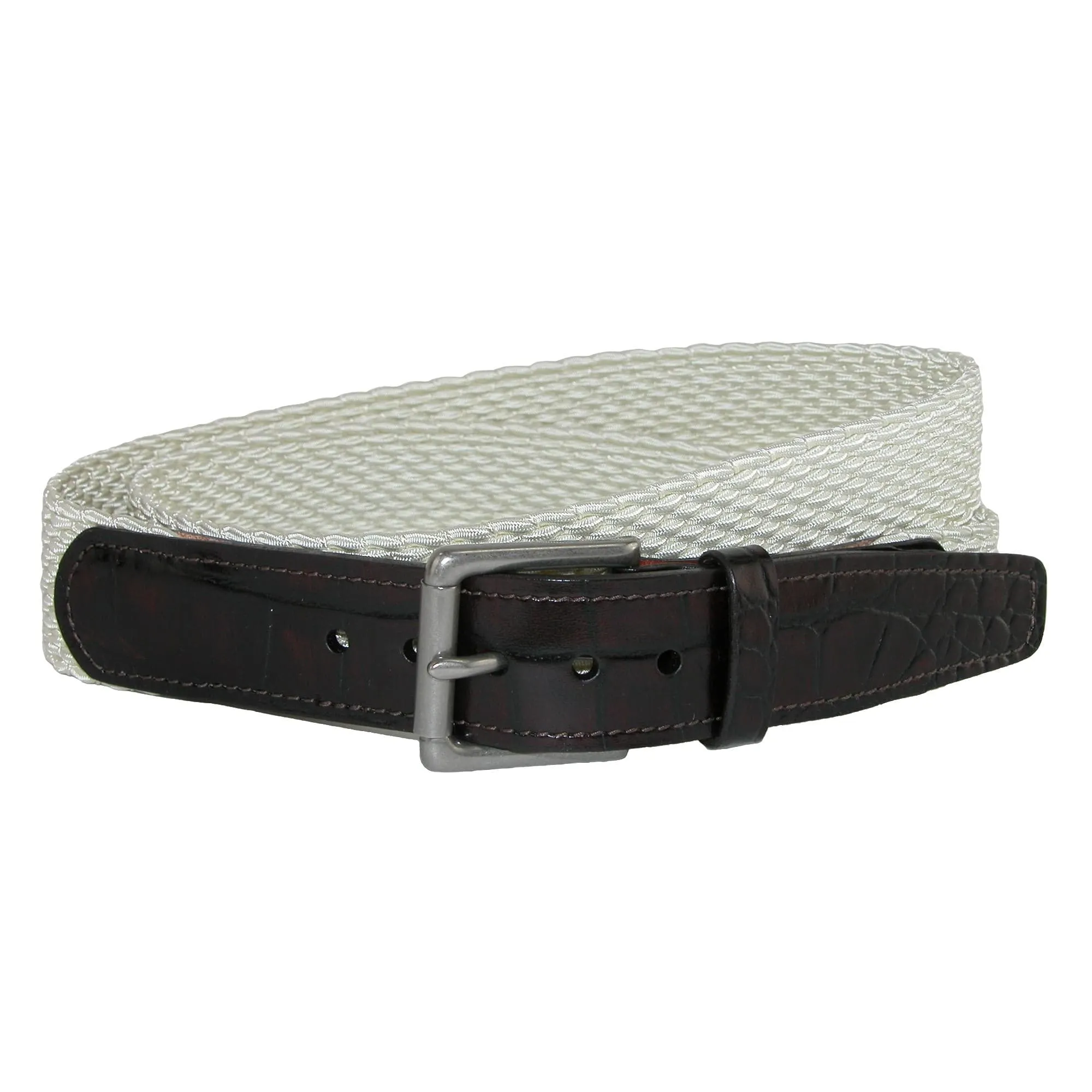 CrookhornDavis Men's Hampton Stretch Belt with Croc Print Tabs