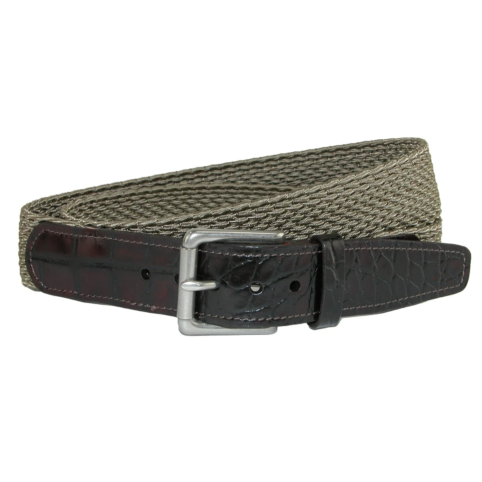CrookhornDavis Men's Hampton Stretch Belt with Croc Print Tabs