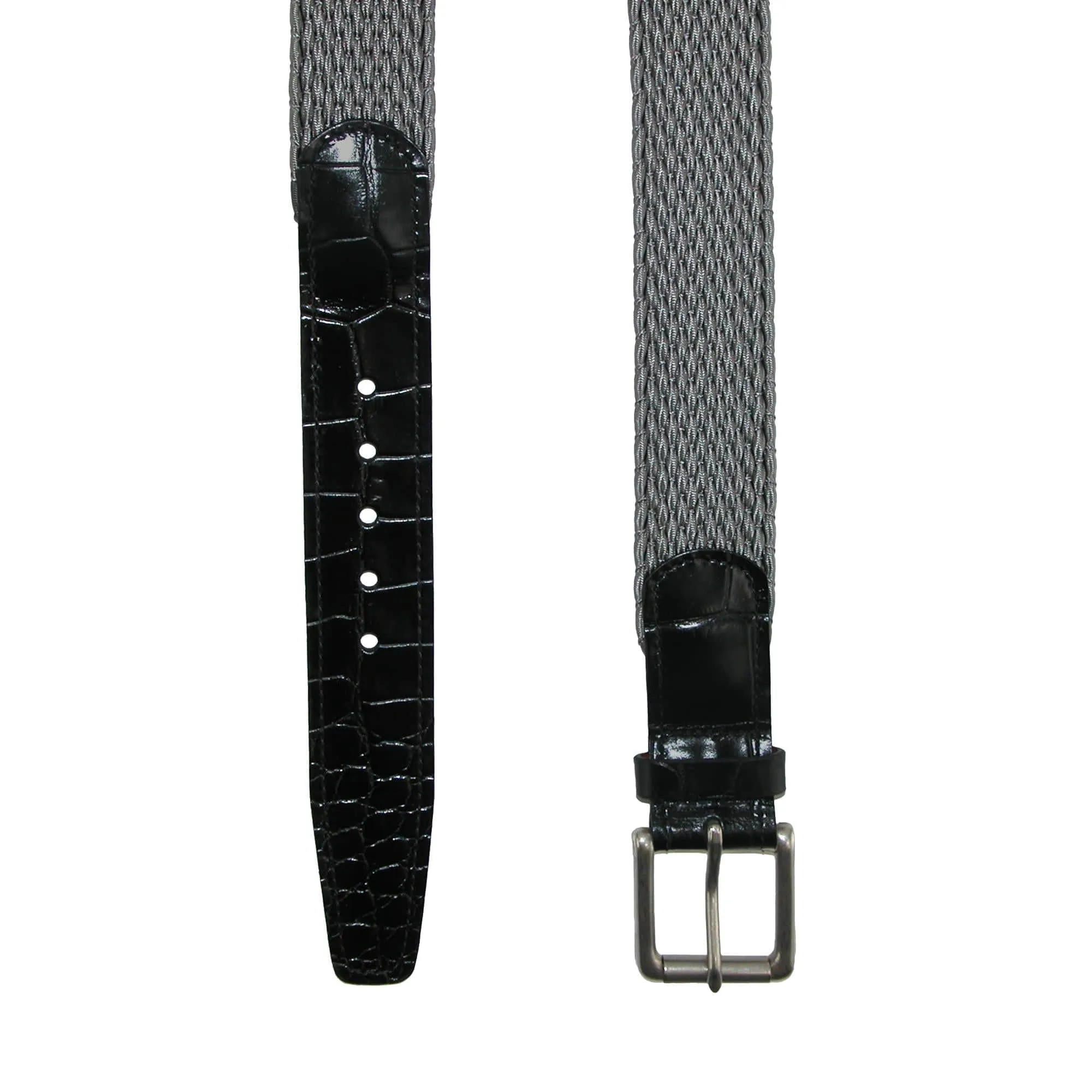 CrookhornDavis Men's Hampton Stretch Belt with Croc Print Tabs