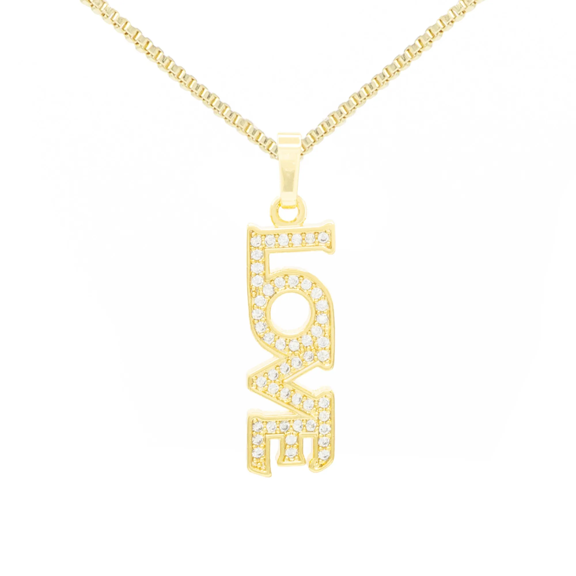 Cubic Zirconia 14K Gold Filled Long Love Pendant Necklace Set