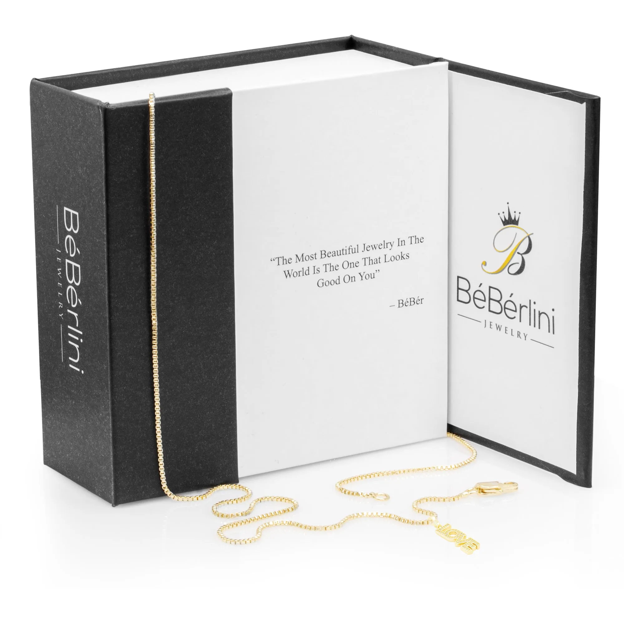 Cubic Zirconia 14K Gold Filled Long Love Pendant Necklace Set