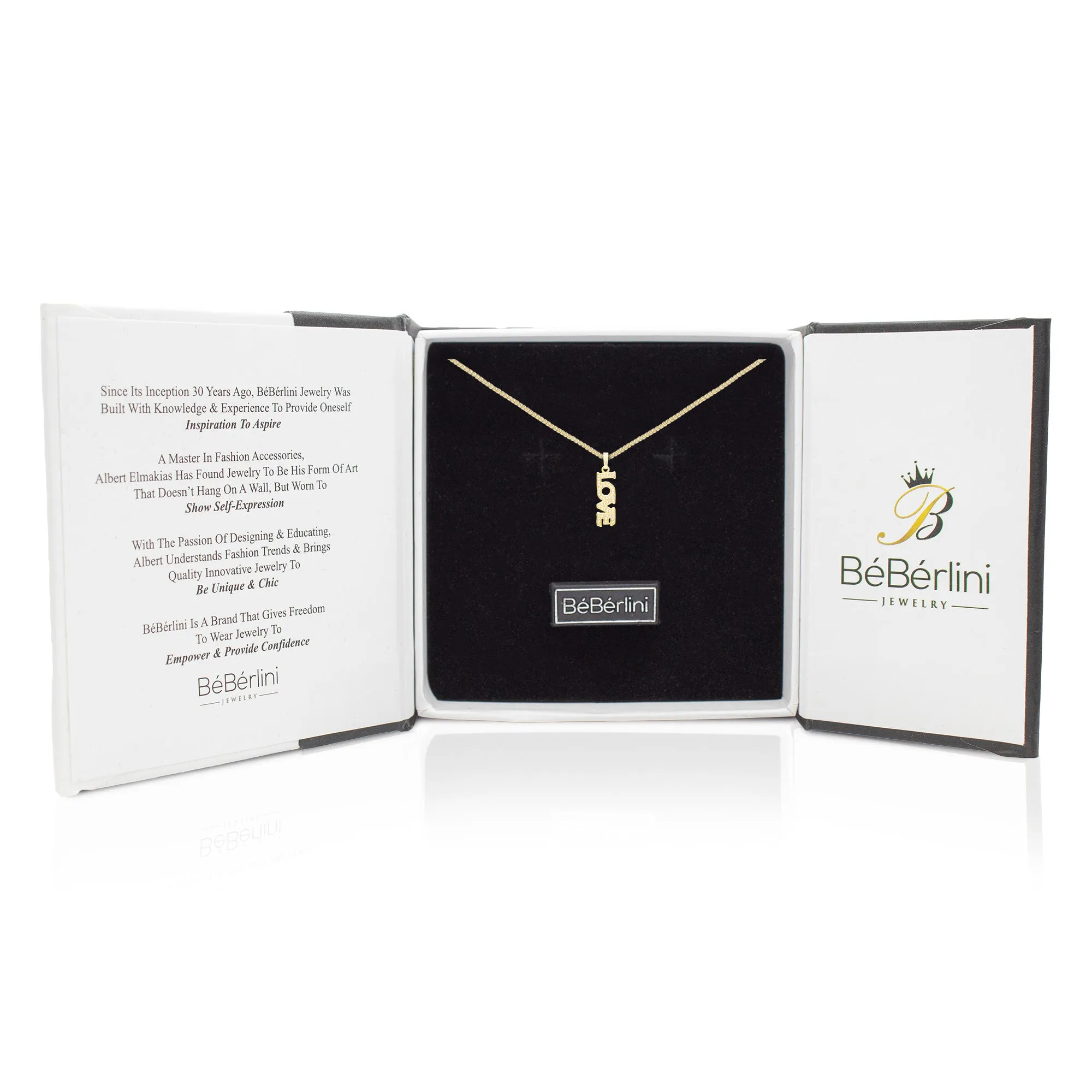 Cubic Zirconia 14K Gold Filled Long Love Pendant Necklace Set