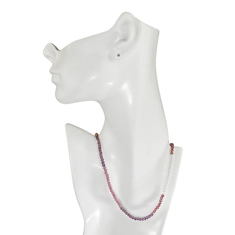 Divine Ombre 4mm Shimmer Bead Necklace (Sterling Silvertone/Purple Ombre)
