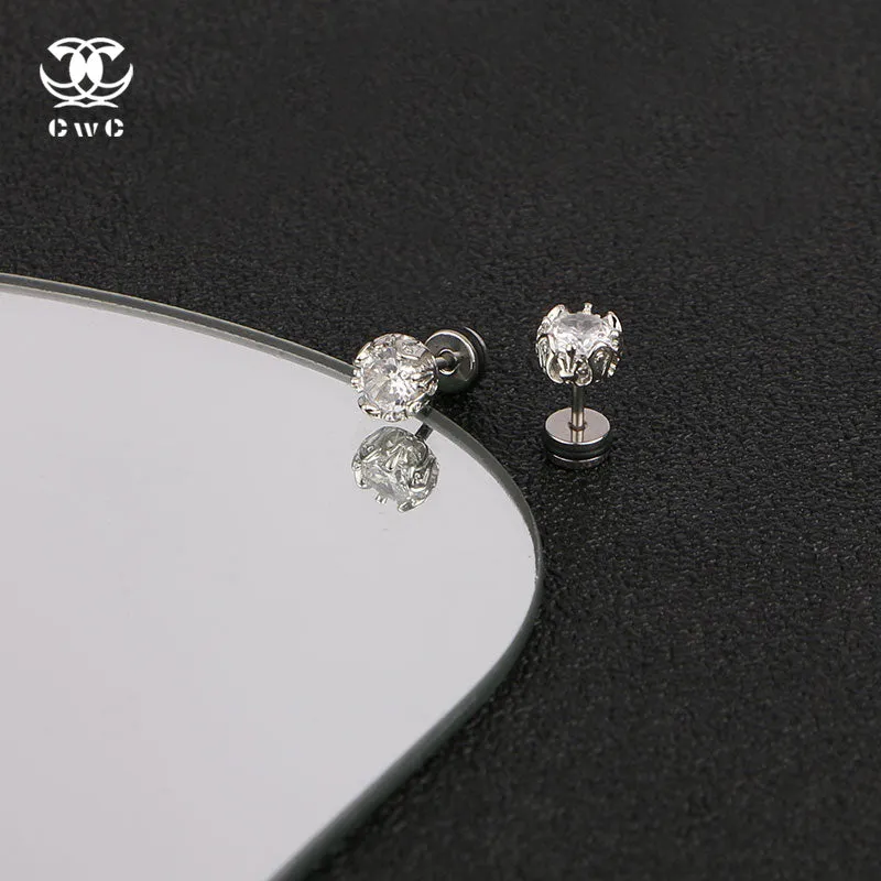 Dual Crown Gem Stud Earrings