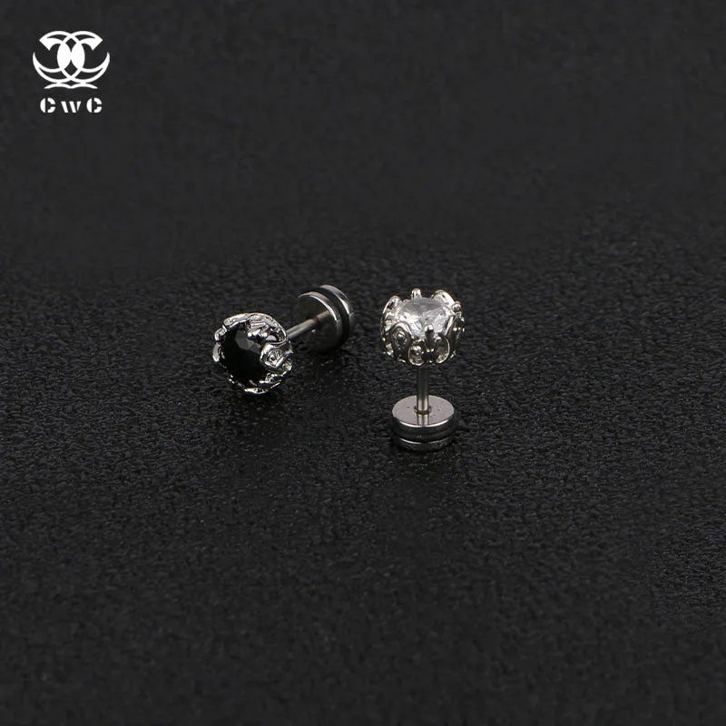 Dual Crown Gem Stud Earrings