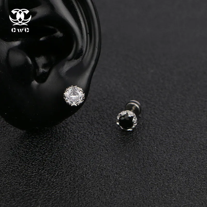 Dual Crown Gem Stud Earrings