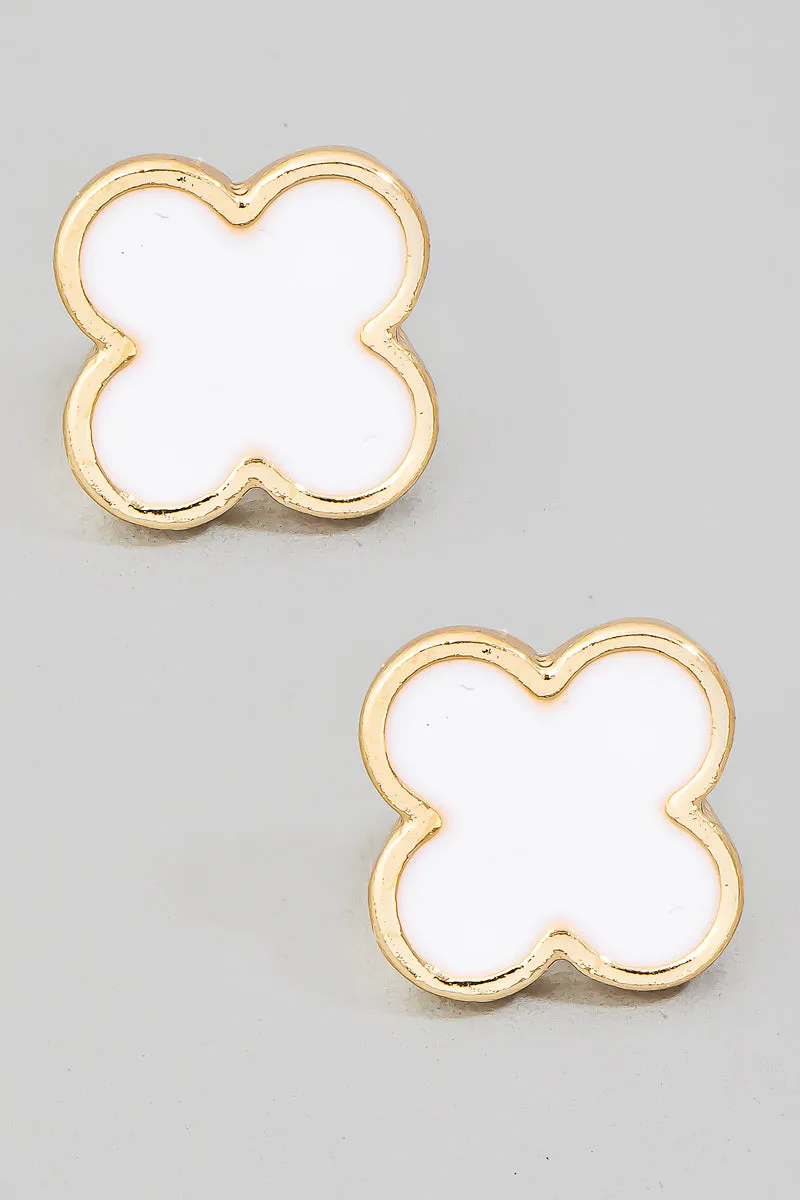 Enamel Clover Stud Earrings