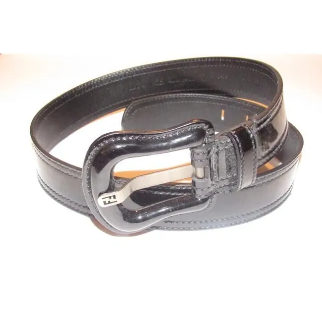 Fendi Black Patent Leather B And Buckles Belt