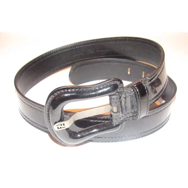 Fendi Black Patent Leather B And Buckles Belt