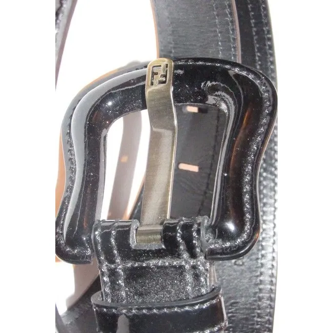 Fendi Black Patent Leather B And Buckles Belt