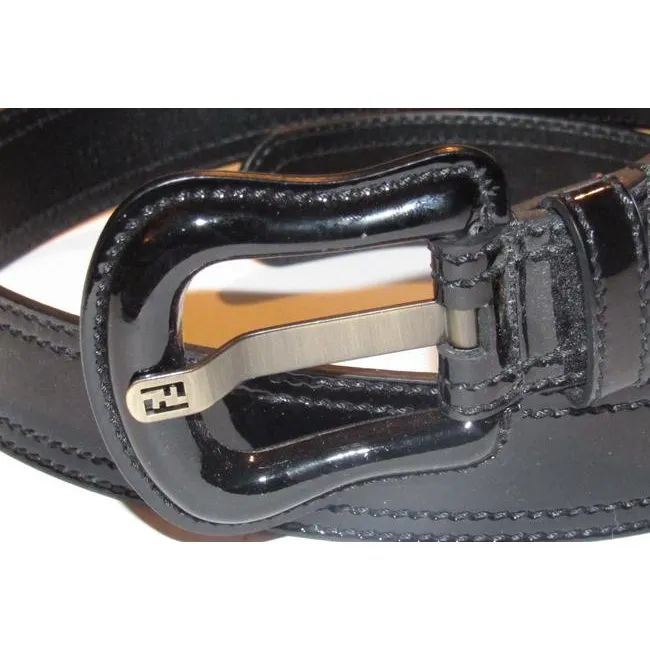 Fendi Black Patent Leather B And Buckles Belt