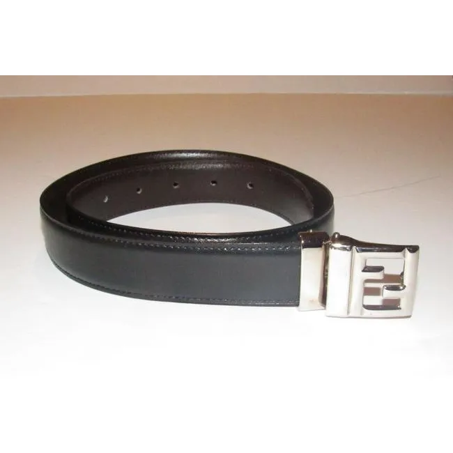 Fendi Blackbrownchrome Ff Buckle Leather And Belt