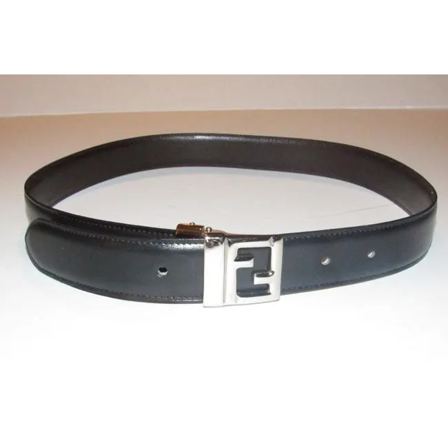 Fendi Blackbrownchrome Ff Buckle Leather And Belt