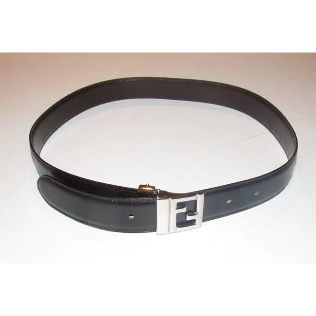 Fendi Blackbrownchrome Ff Buckle Leather And Belt