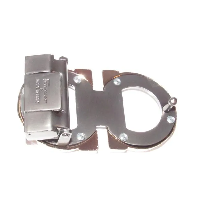 Ferragamo Black/Brown Belt w Two Tone Gancini Buckle
