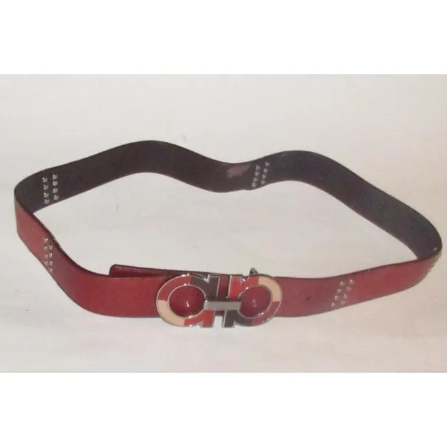 Ferragamo Multi Colored Belt w Gancini Enamel Buckle