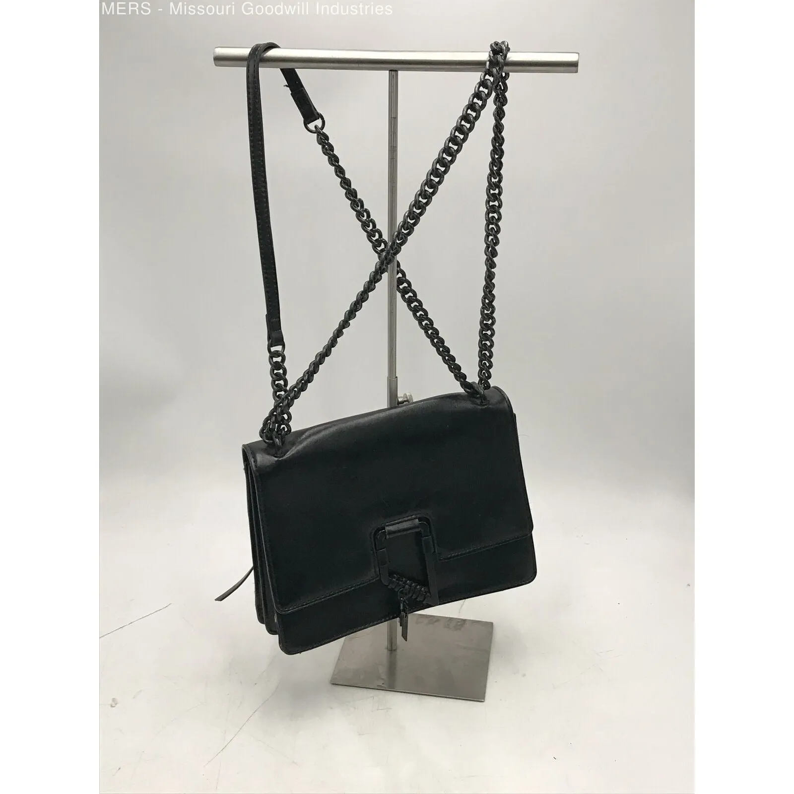 Foley & Corina, black leather, crossbody purse with an envelope top, a back zip pocket and lots of interior pockets.