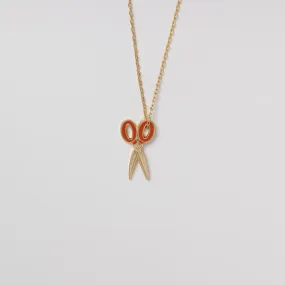 gilded enamel scissors pendant necklace