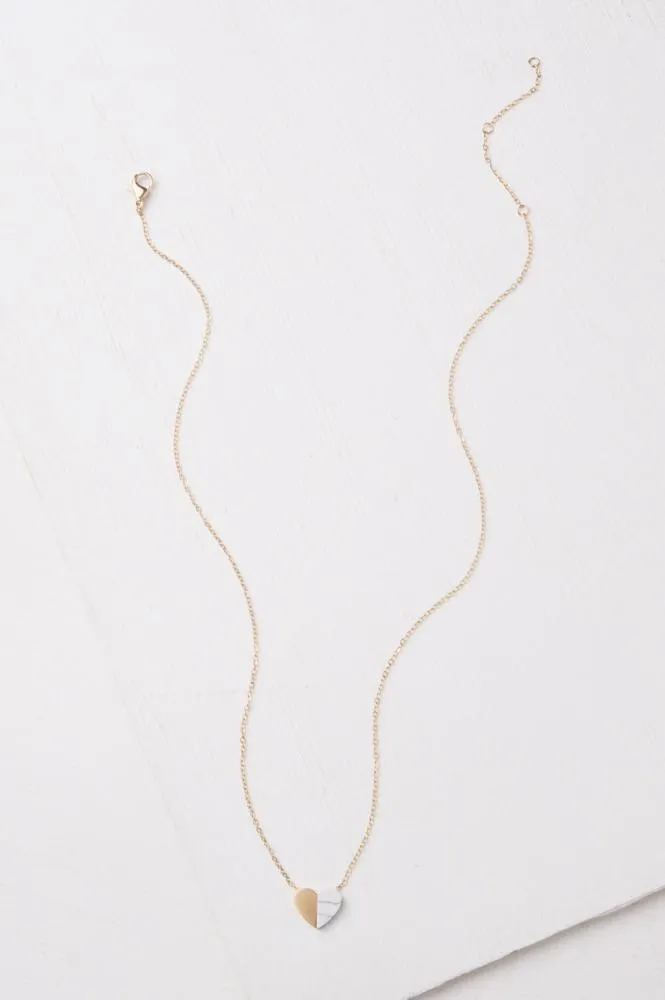 Gold & Howlite Heart Necklace - Gives Freedom to Women & Girls